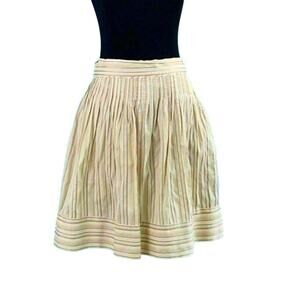 Worth Cream Cotton Blend Pleated High Waist Mini Skirt Size 0